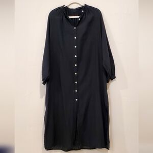 Johanna Paris, Black, Airy, Lightweight, Loose,Cotton Button-Up Shirt Dress XL